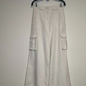 Torn by Ronny Kobo Cream Wide Leg Cargo Pants